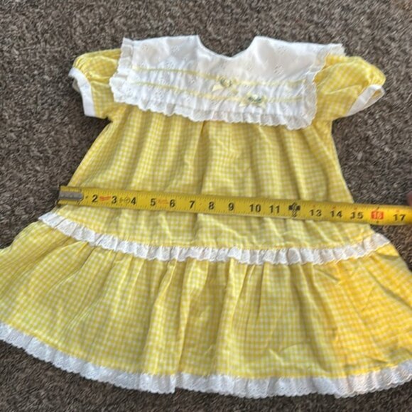 Vintage Yellow Gingham Party Dress Floral Easter Size 3x - Picture 15 of 15